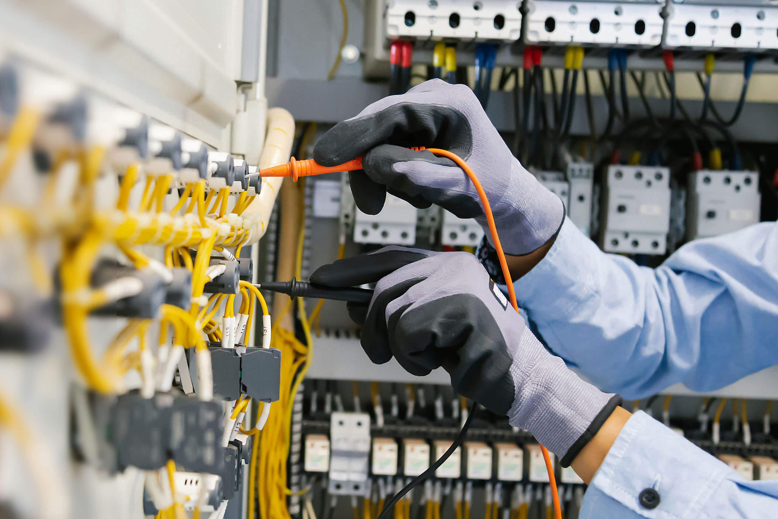 Professional electrician at work